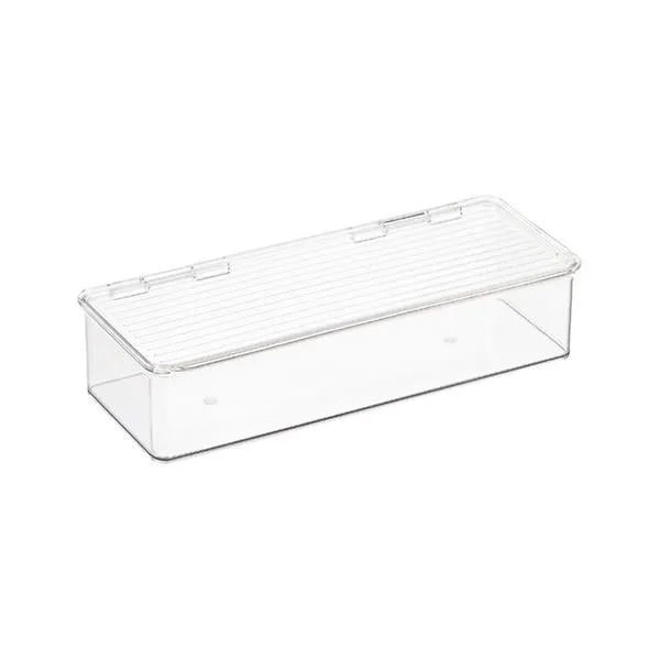 iDESIGN Small Hinged-Lid Stackable Box Clear