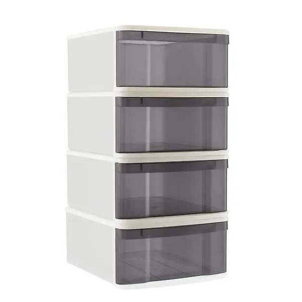 Case of 4 Large Tint Stacking Drawers Grey
