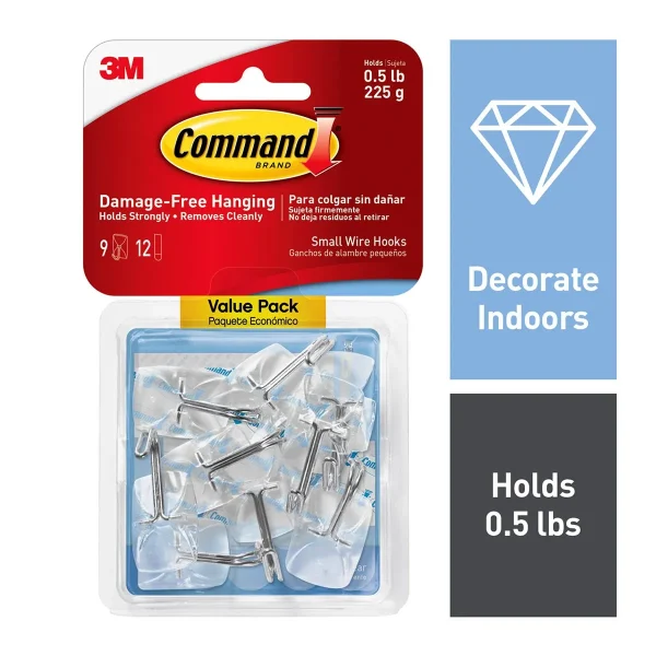 Command Clear Wire Hooks Pkg/9