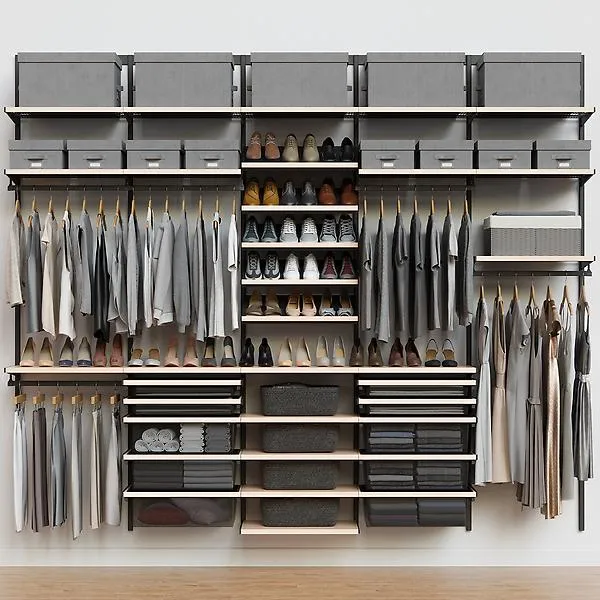 Décor+ by Elfa 10' Closet Mt Grey & Nat Birch