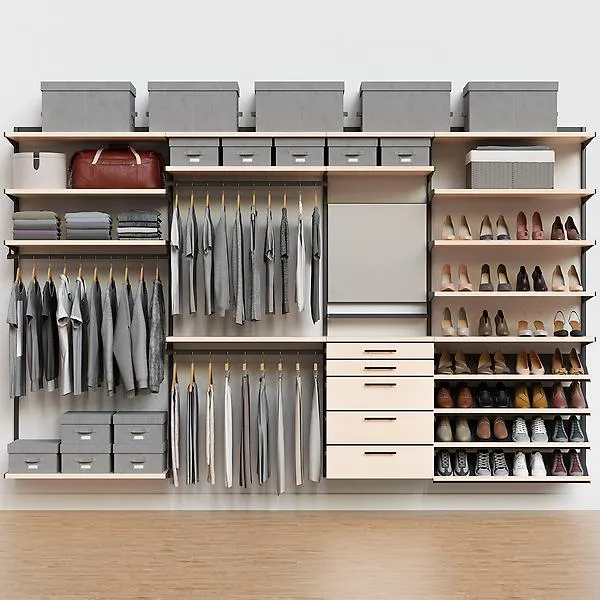 Décor+ by Elfa 11' Closet Mt Grey & Nat Birch