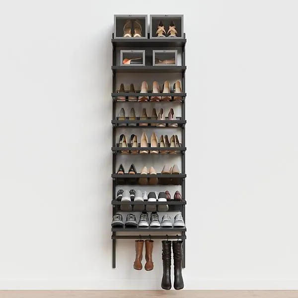 Décor+ by Elfa 2' Shoe Wall Matte Grey & Grey