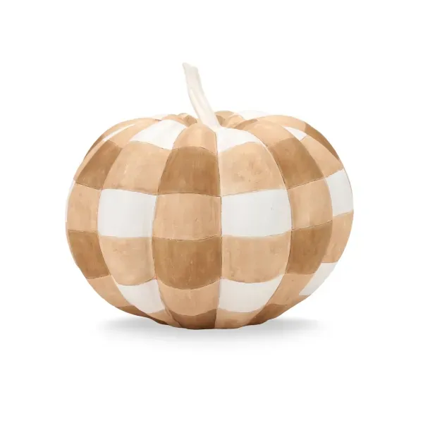 Kirklands Checker Print Pumpkin 25348213