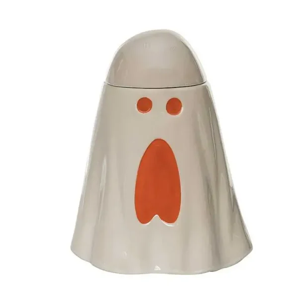 White Iridescent Ghost Cookie Jar