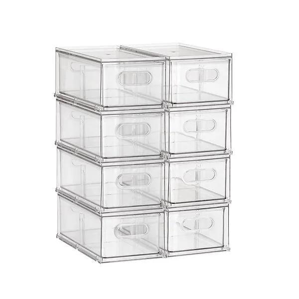 Case of 8 T.H.E. Divided Fridge Drawer Clear