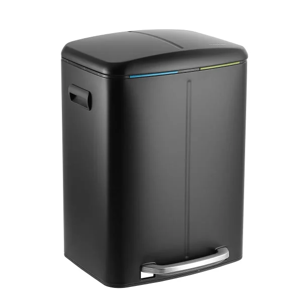 Happimess 10.6-Gallon Rectangular Bucket Trash Can Charcoal Black