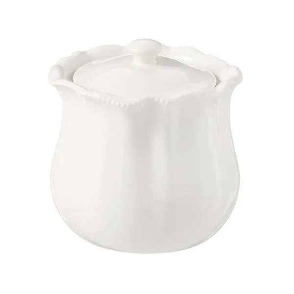 Small Wavy Beaded Canister White