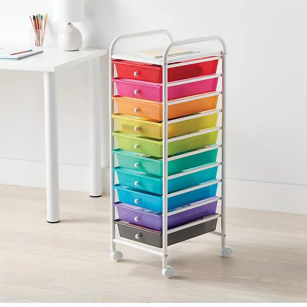 10-Drawer Rolling Cart Rainbow