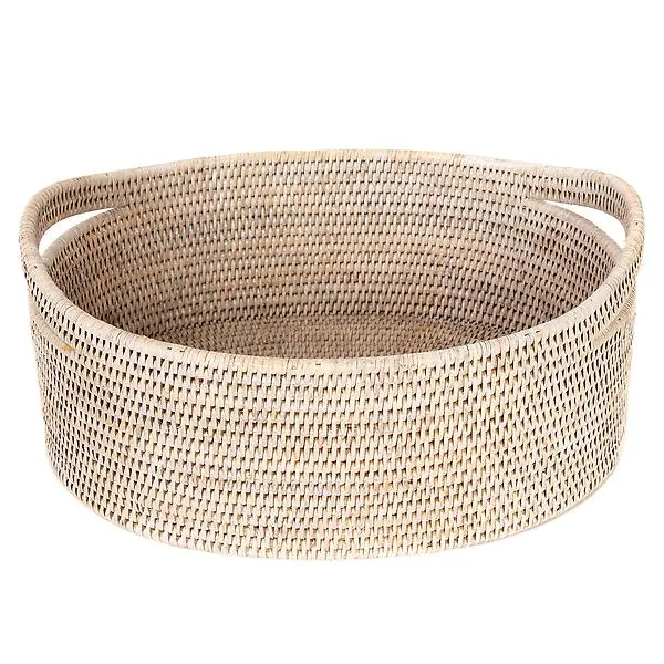 Artifacts Trading Company Rattan Oval Basket White Wash