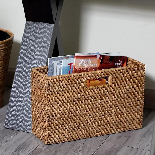 Artifacts Trading Company Rattan Rectangular Magazine Honey Brown