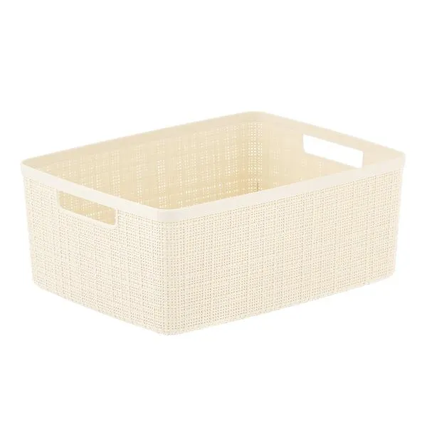 Curver Medium Jute Plastic Bin Ivory